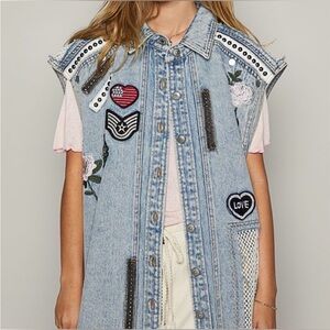 POL Blue Denim Vest with Embroidered Accents
NWOT